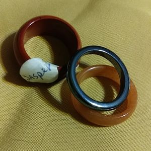 (3) NATURAL GEMSTONE BAND RINGS. SIZE- 8